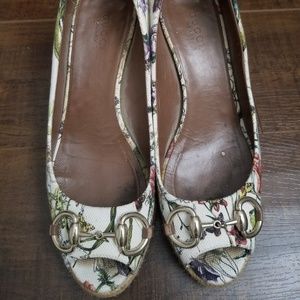 Gucci Flora Horsebit Wedge Wedges Size 36
